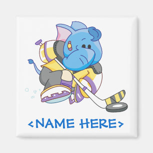 Imã Hóquei azul do elefante de Lil