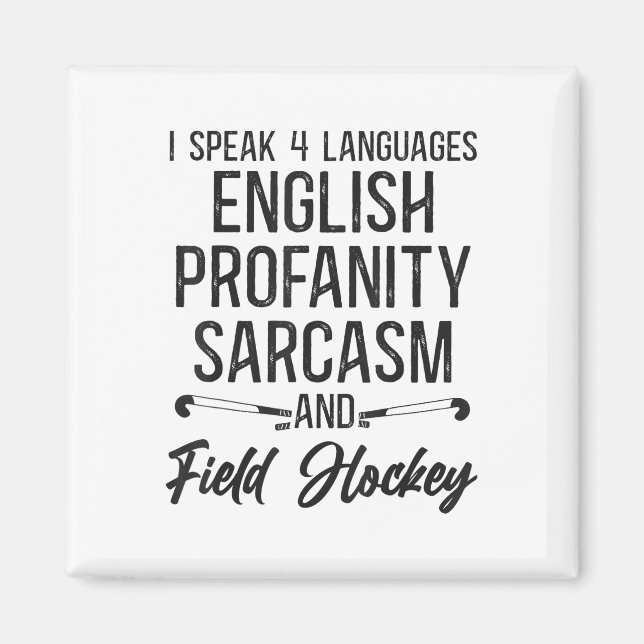 Imã Hóquei em Campo Falo 4 Idiomas Inglês Obscenidade (Frente)