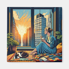 Imã Hora da Manhã na Cidade | Mulher Refletindo