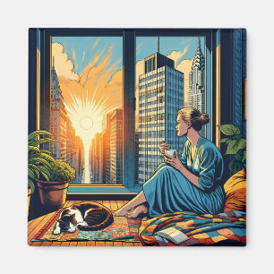 Imã Hora da Manhã na Cidade   Mulher Refletindo