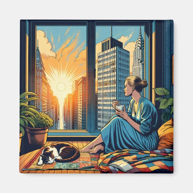 Imã Hora da Manhã na Cidade | Mulher Refletindo (Frente)