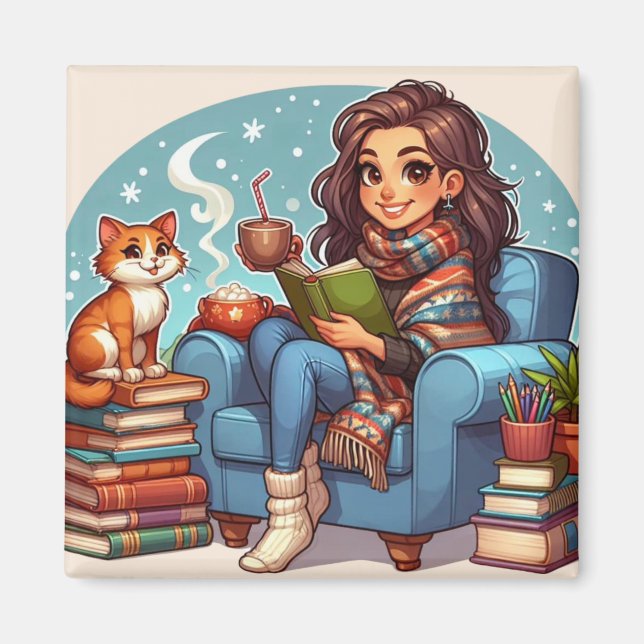 Imã Hora de Leitura de Cozy (Frente)