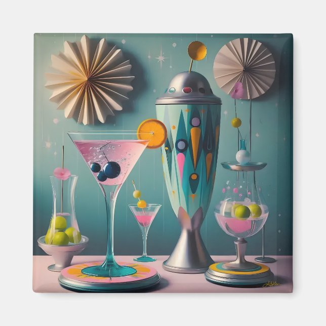 Imã Hora do Cocktail Futurístico do meio século (Frente)
