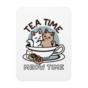 Ímã Hora do Tea Meow - Design de Gato e Chá