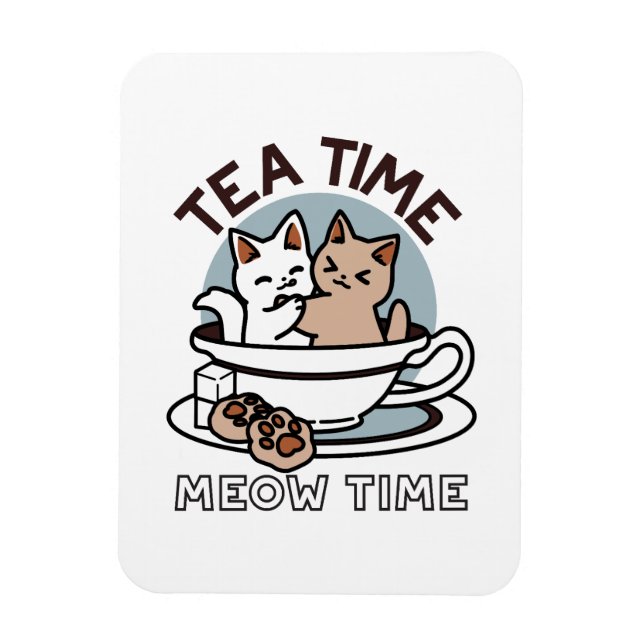 Ímã Hora do Tea Meow - Design de Gato e Chá (Vertical)
