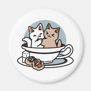 Imã Hora do Tea Meow - Design de Gato e Chá