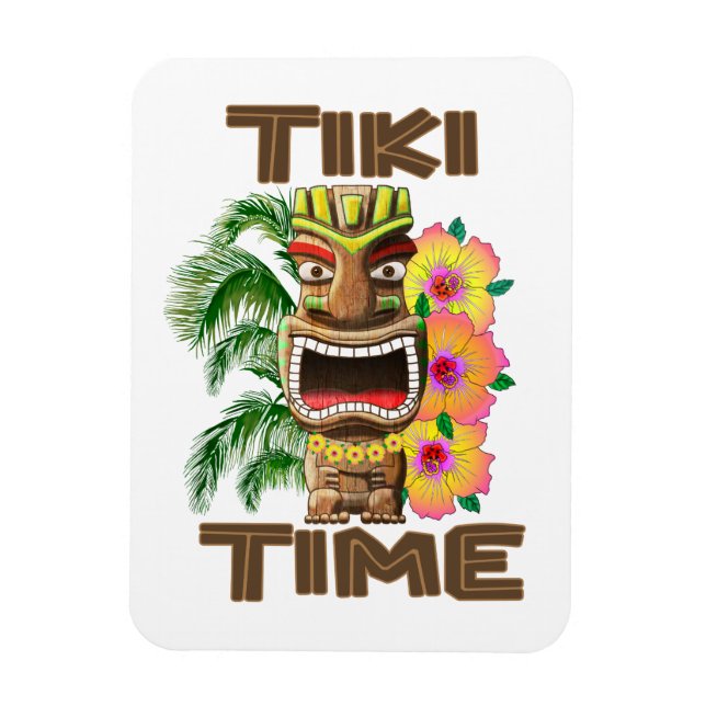 Ímã Horário de Hawaii Luau Tiki (Vertical)