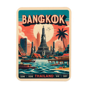 Ímã Horizonte da cidade de Bangkok retrô - presentes d