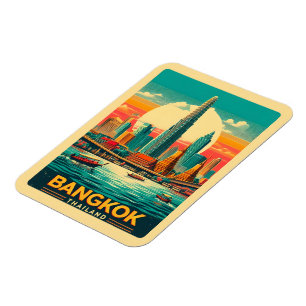Ímã Horizonte da cidade de Bangkok retrô - presentes d