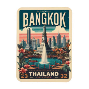 Ímã Horizonte da cidade de Bangkok retrô - presentes d