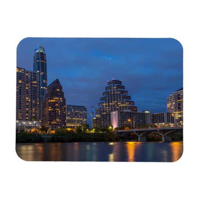Ímã Horizonte da Cidade Refletido no Lady Bird Lake (Horizontal)