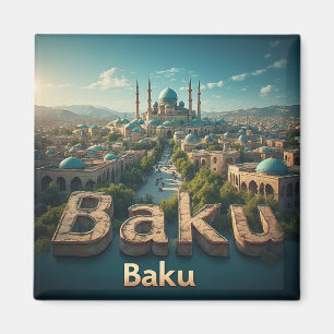 Imã Horizonte da Cidade Velha de Baku com Mesquita His