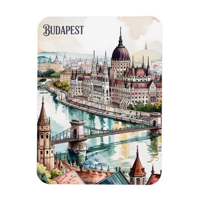 Ímã Horizonte de Budapeste Hungria Parlamento Rio Danú (Vertical)