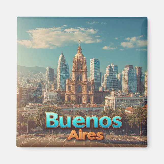 Imã Horizonte de Buenos Aires com Catedral Histórica (Frente)