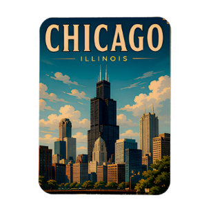 Ímã Horizonte de Chicago EUA Lembrança de Viagem