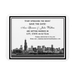 Ímã Horizonte de Chicago Gravado Quado Save the Date