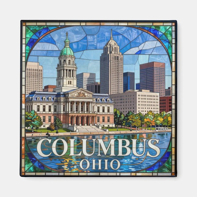 Imã Horizonte de Columbus Ohio 🏙️ (Frente)
