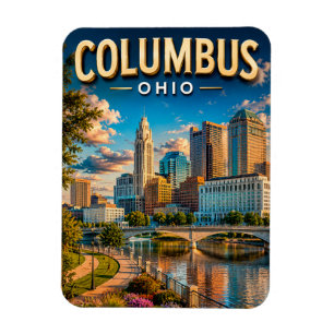 Ímã Horizonte de Columbus Ohio e Rio Scioto