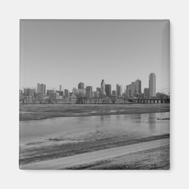 Imã Horizonte de Dallas em Tons de Cinza (Frente)
