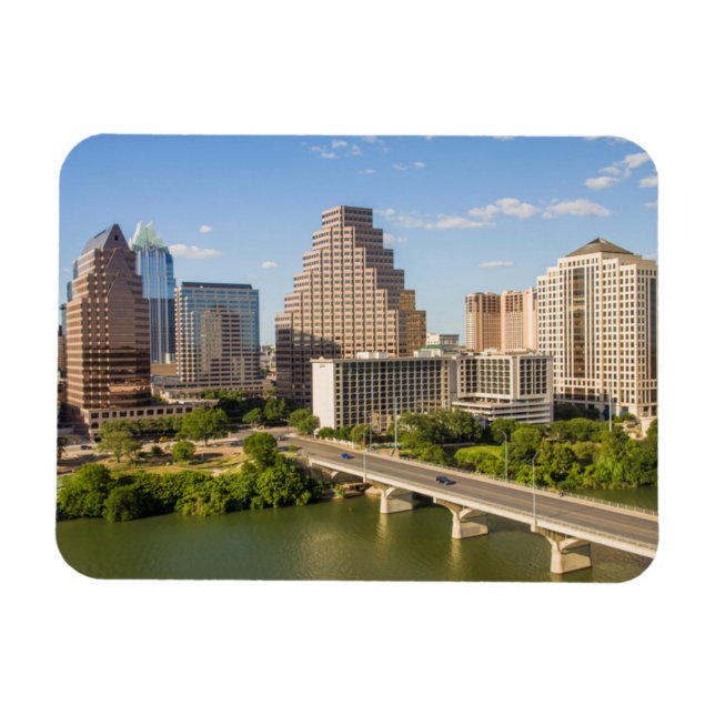 Ímã Horizonte de Downtown no Lady Bird Lake (Horizontal)