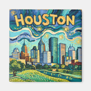 Imã Horizonte de Houston Colorido Van Gogh Paisagem Ur