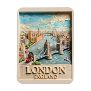 Ímã Horizonte de Londres Inglaterra Arte de Viagem Tex