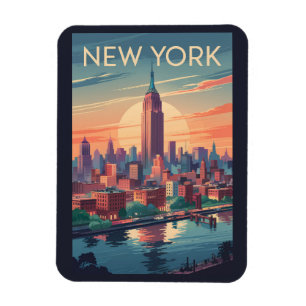 Ímã Horizonte de Nova York Viagem Arte Vintage
