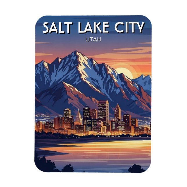 Ímã Horizonte de Salt Lake City Utah (Vertical)
