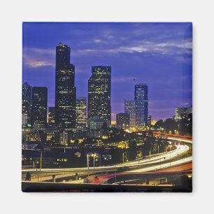Imã Horizonte de Seattle, Washington à noite