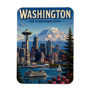 Ímã Horizonte de Seattle Washington Montanha Frente pa