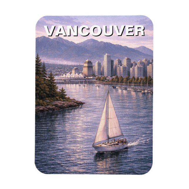 Ímã Horizonte de Vancouver Viagem Canadá (Vertical)
