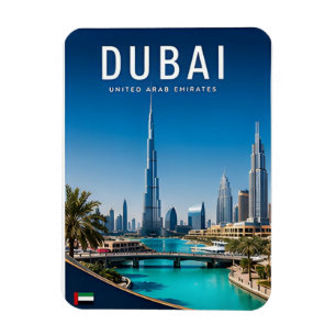 Ímã Horizonte Futurista de Dubai UAE Deserto Golfo Via