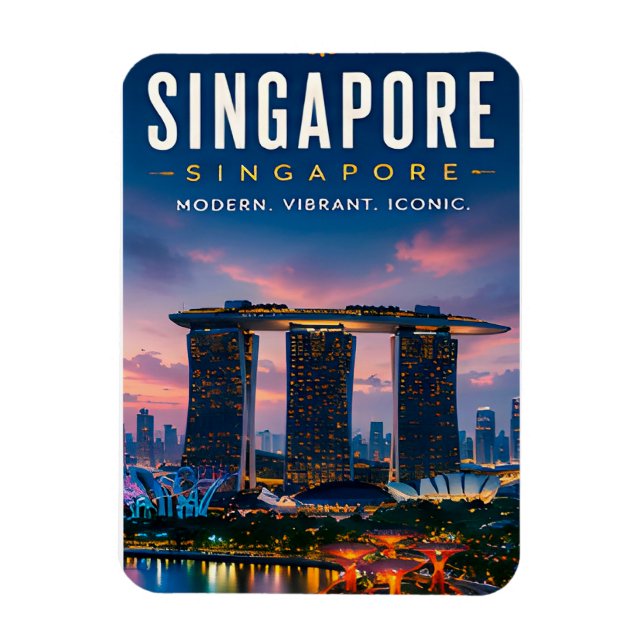 Ímã 🌆 Horizonte Moderno de Singapura - Decoração de L (Vertical)