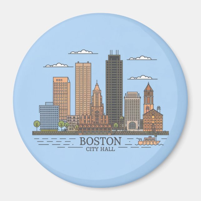 Imã Horizonte urbano da cidade de Boston, horizonte de (Frente)