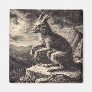 Imã Horror de Ilustração Antiquada Chupacabra