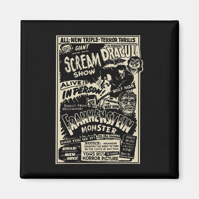 Imã Horror Movie Monster Mummy Dracula Werewolf Franke (Frente)