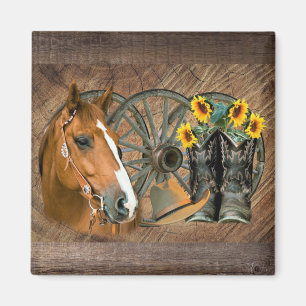 Imã Horse Cowboy Boots Roda Girassol Roda Roda Girass