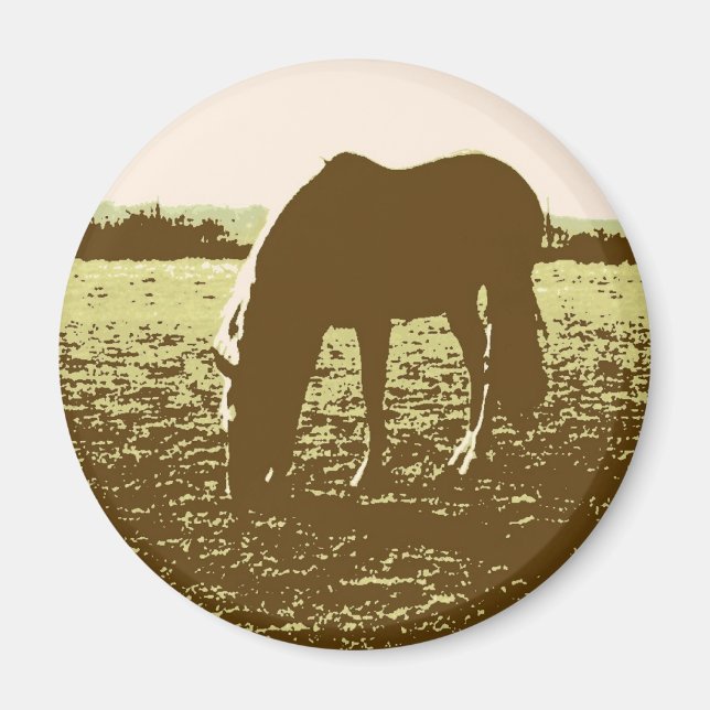 Imã Horse Grazing Pop Art (Frente)
