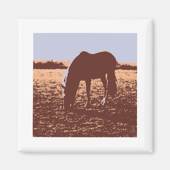 Imã Horse Grazing Pop Art (Frente)