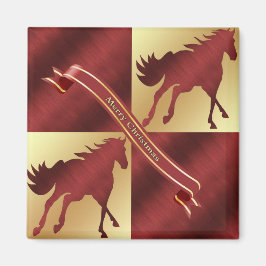 Imã Horse Maroon e Dourado Feliz Natal