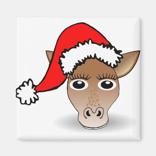 Imã Horse Mule Pony Animal Christmas Papai Noel Hat