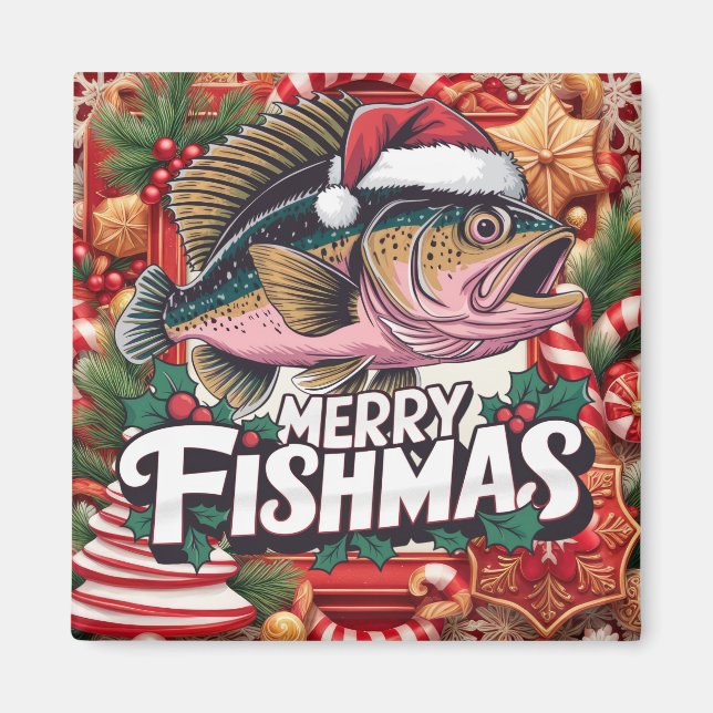 Imã Horto de Natal de pesca (Frente)