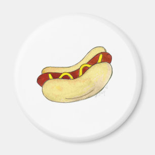 Imã Hot Dog Frankfurter Hotdog Mostard Bun Rápido Comi