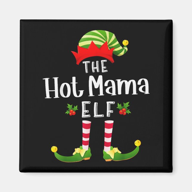 Imã Hot Mama Christmas Elf Matching Pajama X-mas Party (Frente)