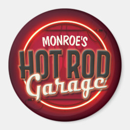 Imã Hot Rod Flames Nome Personalizado Garagem Personal