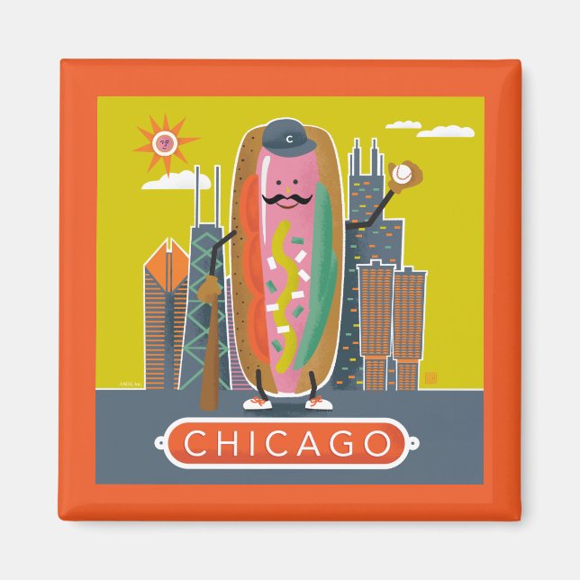 Imã Hotdog do Estilo Chicago (Frente)