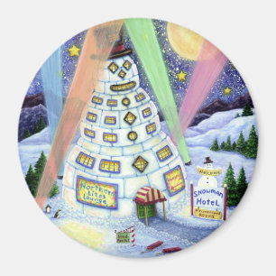 IMÃ HOTEL SNOWMAN ENGRAÇADO, LUZES DE NORTE E PINGUIN