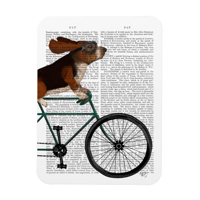 Ímã Hound Basset na Bicicleta (Vertical)