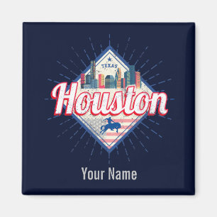 Imã Houston Skyline Texas Estados Unidos Vintage EUA