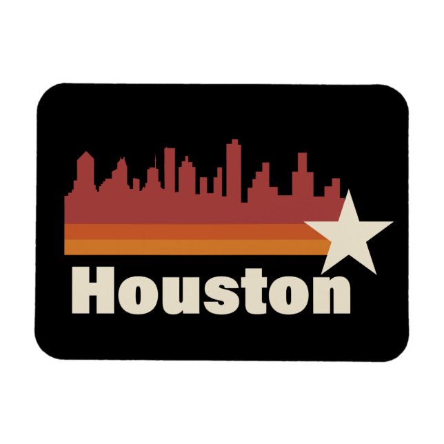 Ímã Houston Texas Cityscape Vintage (Horizontal)
